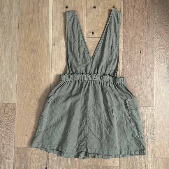 ZARA Pinafore Dress with Pockets - Green - Size: Large - Picture 7 of 15
